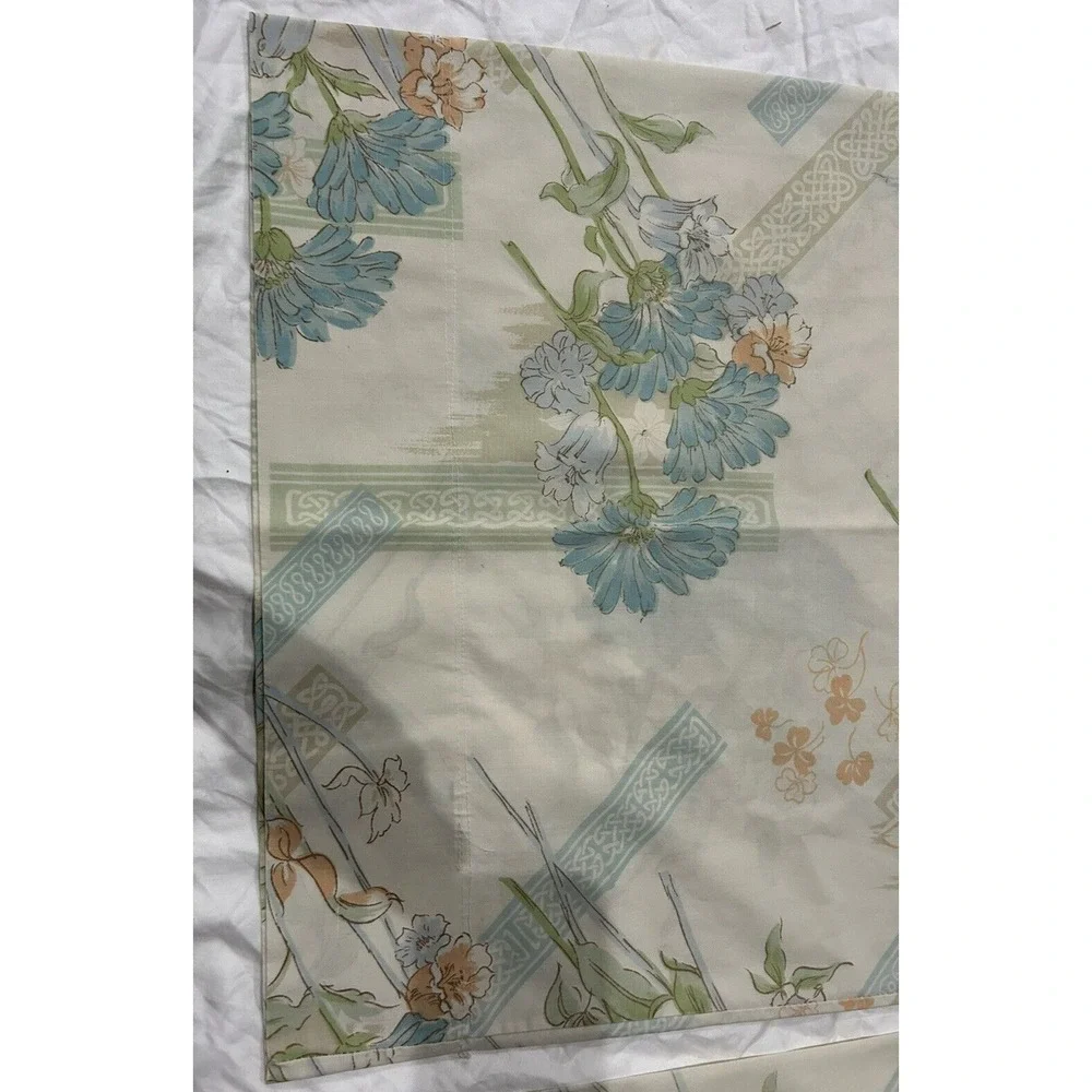 Vintage Pillowcase Patterned Blue‎ Floral Cottage Core Granny Chic MCM SET OF 2